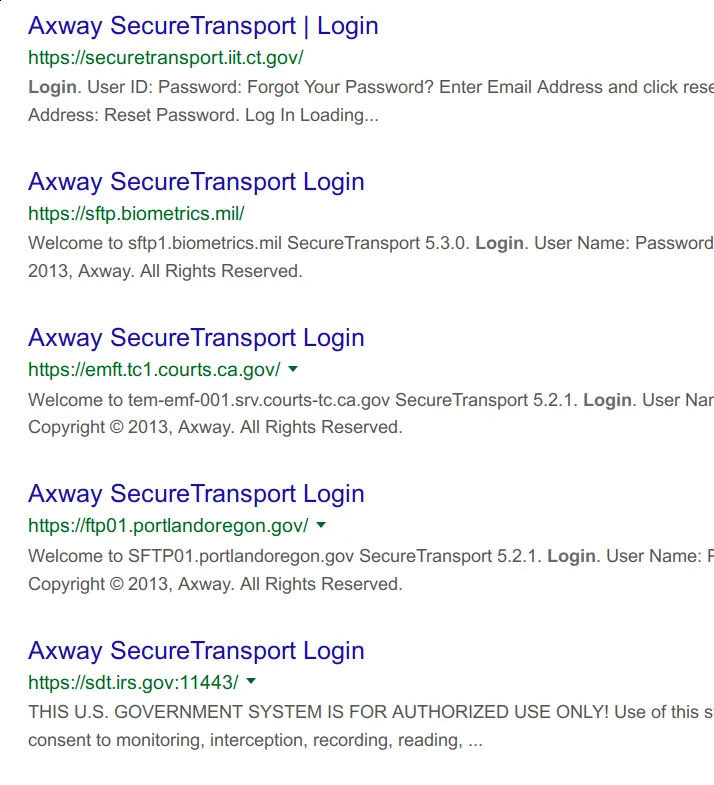 Government and Military Sites Using SecureTransport