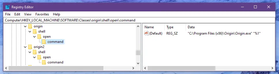 Origin Regedit